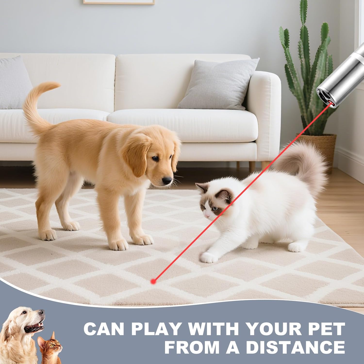 Laser Pointer, Cat Toys, Cat Laser Pointer with 3 Light Modes & 5 Fun Patterns,Portable Interactive Kitten Pet Bird Dog Cat Mouse Toy for Fun Chase Play Exercise