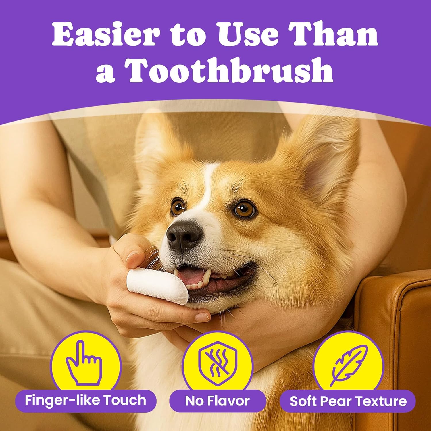 Gentle No-Rinse Dental Care Wipes for Dogs & Cats - Effortless Teeth Cleaning & Fresh Breath - 50 Count