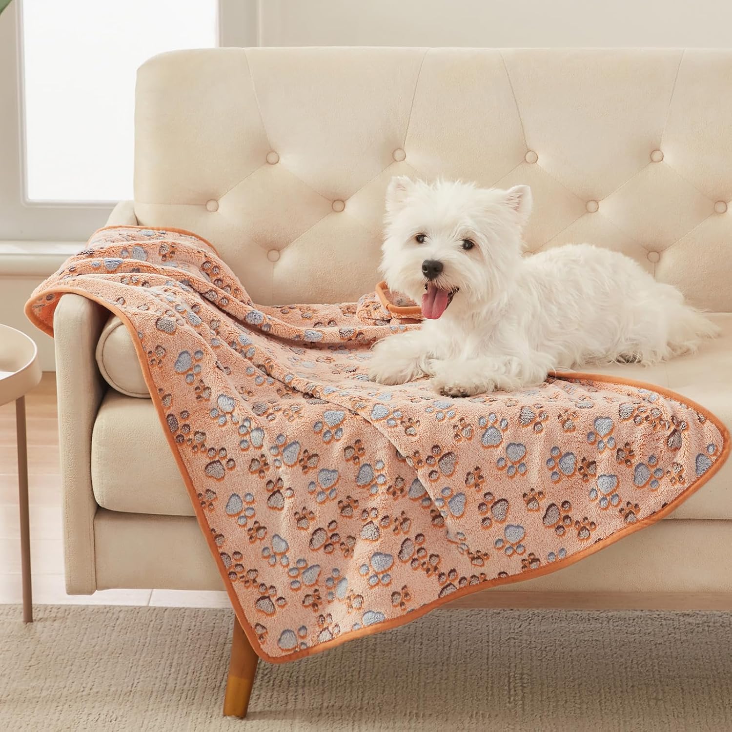 Cozy 3-Pack Premium Fleece Pet Blankets - Super Soft Fluffy Throw for Dogs and Cats in Adorable Paw Print Design (23x16 Inch)